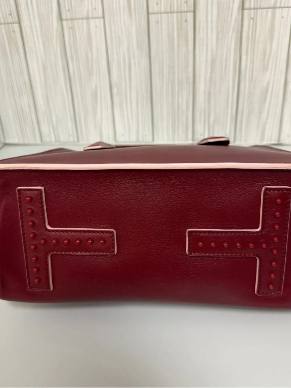 Tod’s Red Leather Satchel Top Handle Bag Double T Logo Designer Handbag